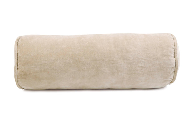 Velvet Handmade bolster Pillow, Biscotti - 14x7 Inches