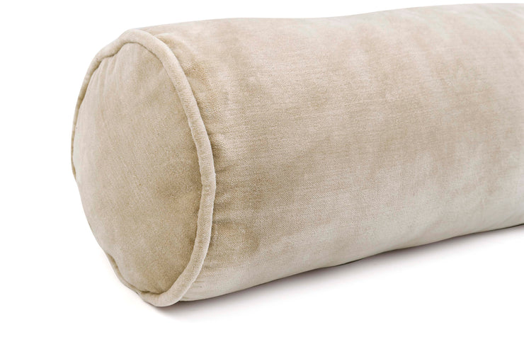 Velvet Handmade bolster Pillow, Biscotti - 14x7 Inches