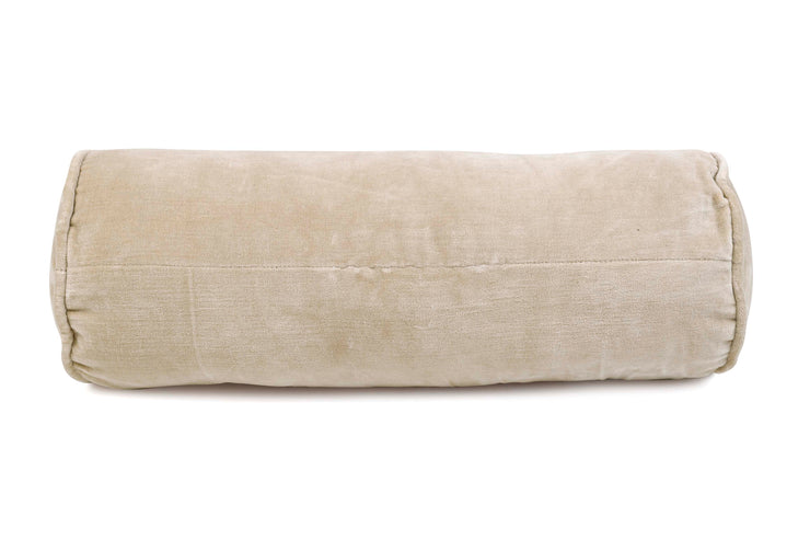 Velvet Handmade bolster Pillow, Biscotti - 14x7 Inches