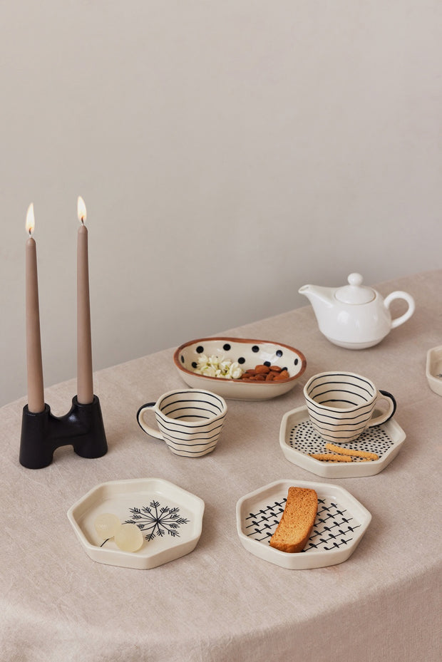 Hexagon Ceramic Evil Eye Serving Dish