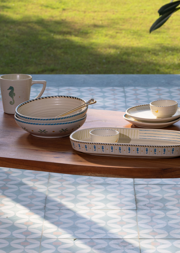 Mirissa Oval Ceramic Platter, 12.20 x 6.29 x 1.57 Inches