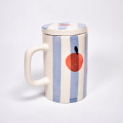 Orange Stripe Mug With Lid - 5 x 3 Inches