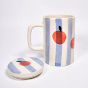 Orange Stripe Mug With Lid - 5 x 3 Inches