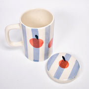 Orange Stripe Mug With Lid - 5 x 3 Inches