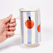 Orange Stripe Mug With Lid - 5 x 3 Inches