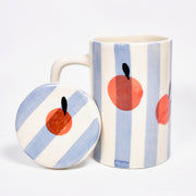 Orange Stripe Mug With Lid - 5 x 3 Inches