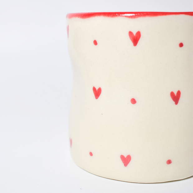 Small Hearts Ceramic Tumbler - 3.5 x 3 Inches