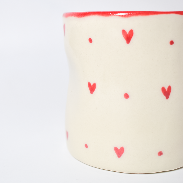 Small Hearts Ceramic Tumbler - 3.5 x 3 Inches