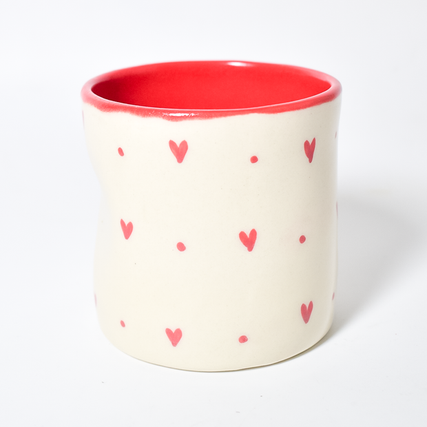 Small Hearts Ceramic Tumbler - 3.5 x 3 Inches