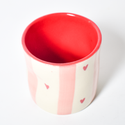 Striped Hearts Ceramic Tumbler - 3.5 x 3 inches