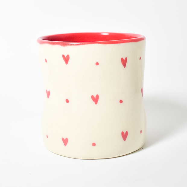 Small Hearts Ceramic Tumbler - 3.5 x 3 Inches