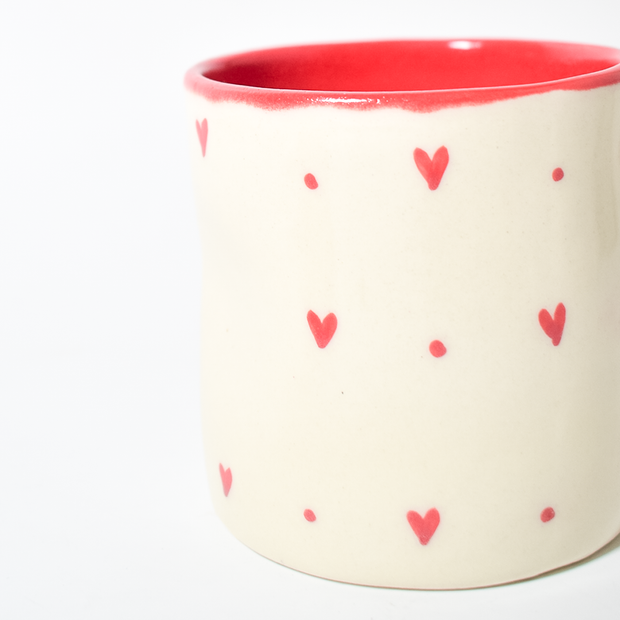 Small Hearts Ceramic Tumbler - 3.5 x 3 Inches