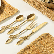Leaf Brass Cutlery - Set of 4 , 7.5 Inches