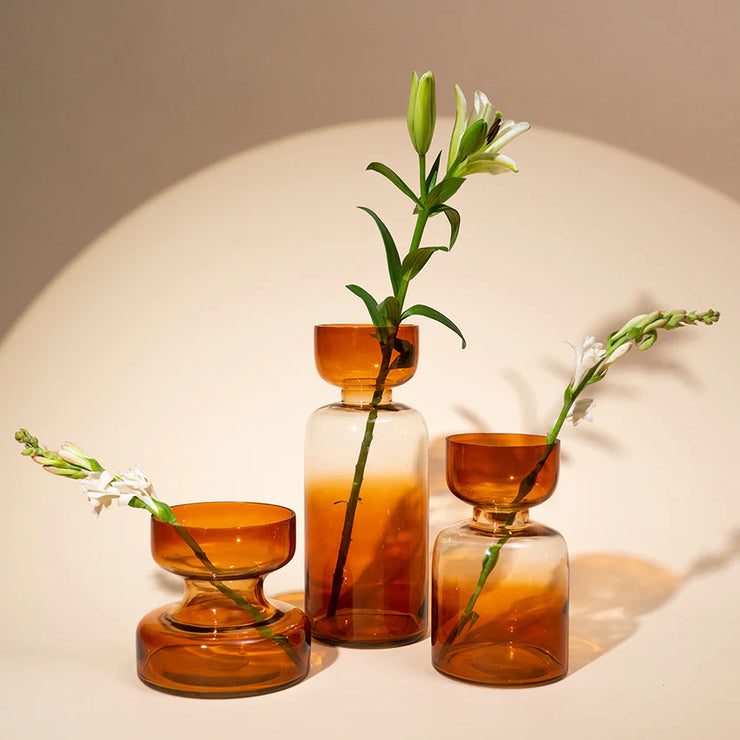 Slate Brown Handblown Glass vase Tall-4.72x4.72x7.87 Inch