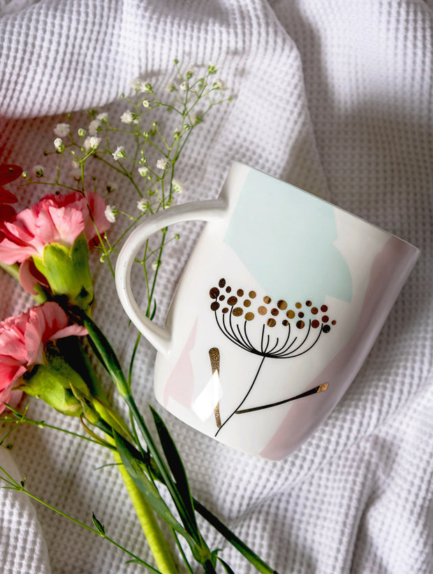 Dandelion Mug- White,  3.2 X 4 Inches