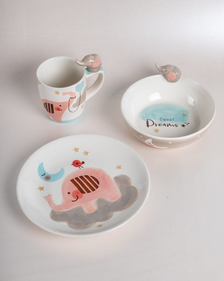 Ellie Handpainted Kids Breakfast Set of 3- Multi