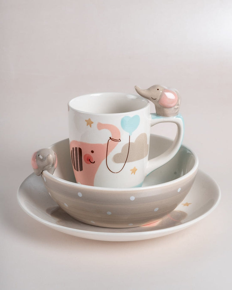Ellie Handpainted Kids Breakfast Set of 3- Multi