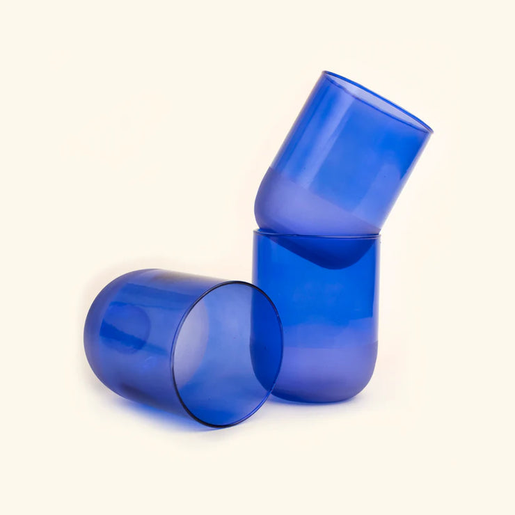 Blue Handcrafted Borosilicate Glass Tumbler -  3.9 x 2.95 Inches