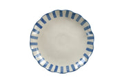 Ceramic Stripe Cake Stand, Blue-  10 x 10 x 3.75 Inches