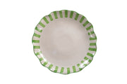 Ceramic Stripe Cake Stand,  Green -10 x 10 x 3.75 Inches