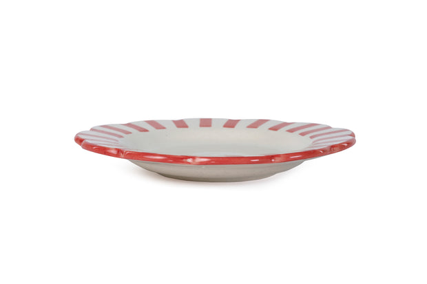 Ceramic stripe Salad Plate, Red- 8.25x 8.25 x 1.25 Inches