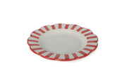 Ceramic stripe Salad Plate, Red- 8.25x 8.25 x 1.25 Inches