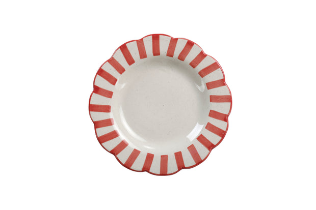 Ceramic stripe Salad Plate, Red- 8.25x 8.25 x 1.25 Inches