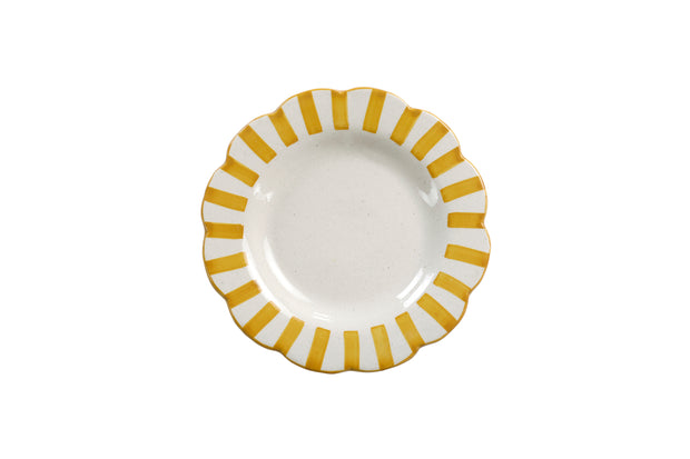 Ceramic stripe Salad Plate, Yellow- 8.25x 8.25 x 1.25 Inches