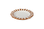 Ceramic stripe border plate,Brown - 8.25x 8.25 x 1.25 Inches