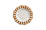 Ceramic stripe border plate,Brown - 8.25x 8.25 x 1.25 Inches