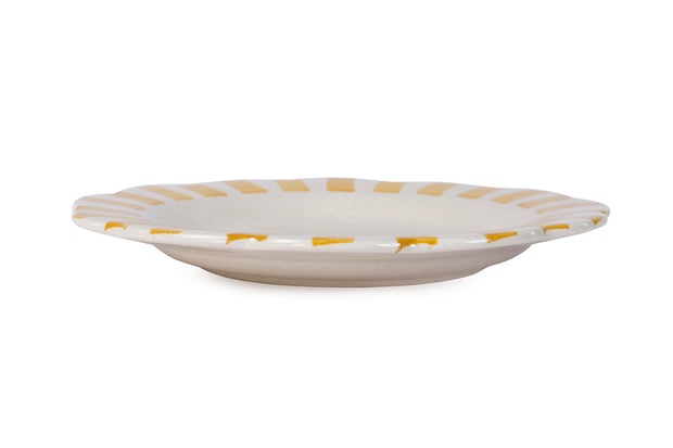 Ceramic Stripe Dinner Plate, Yellow - 10 x 10 x 1.25 Inches