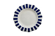 Ceramic Stripe Dinner Plate, Blue- 10 x 10 x 1.25 Inches