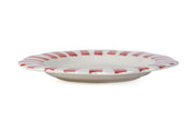 Ceramic Stripe Dinner Plate,  Red- 10 x 10 x 1.25 Inches