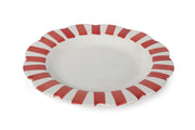 Ceramic Stripe Dinner Plate,  Red- 10 x 10 x 1.25 Inches