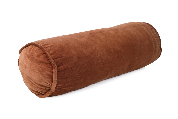 Velvet Handmade bolster Pillow Rust - 14x7 Inches