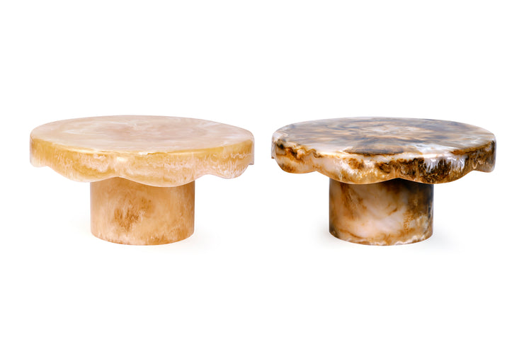 Scallop Resin Cake stand, Brown - 9.5 x 4.5 Inches