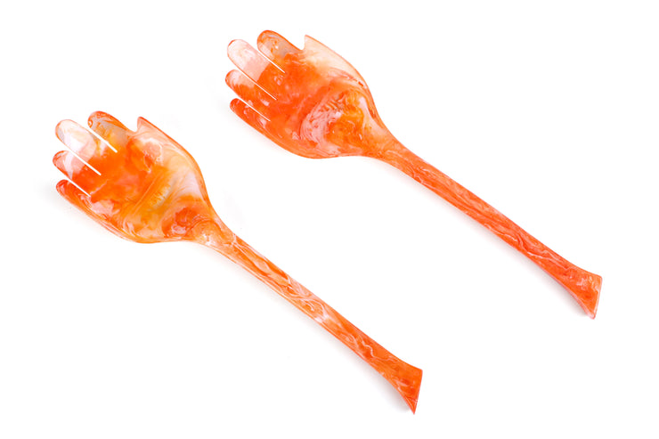 Hand Resin Salad Server- Orange (Set of 2),10.2x2.5 Inches