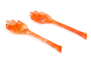 Hand Resin Salad Server- Orange (Set of 2),10.2x2.5 Inches