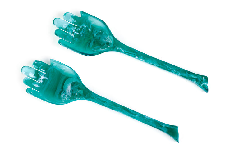 Hand Resin Salad Server- Green (Set of 2),10.2x2.5 Inches