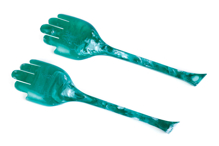 Hand Resin Salad Server- Green (Set of 2),10.2x2.5 Inches