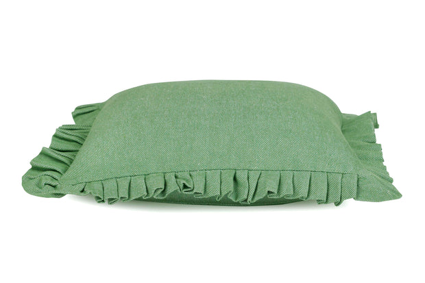 Slate Ruffle Cushion Cover, 16x16 Inches-Green