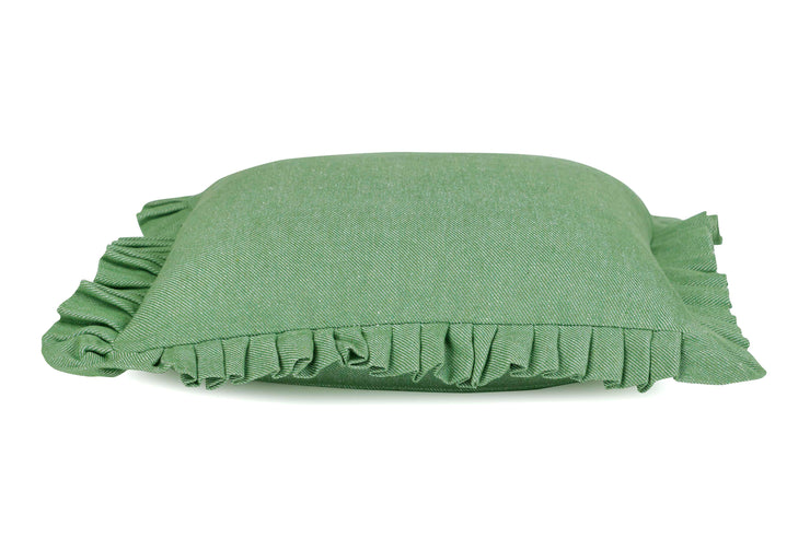 Slate Ruffle Cushion Cover, 16x16 Inches-Green