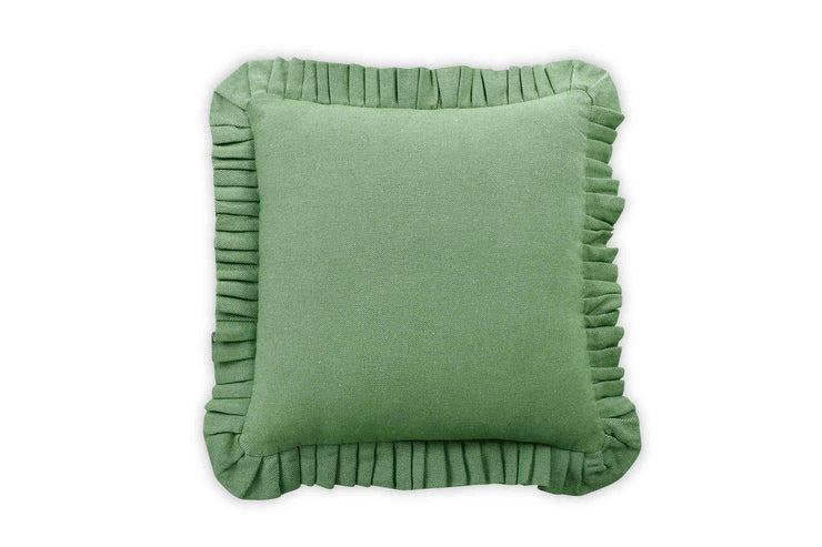 Slate Ruffle Cushion Cover, 16x16 Inches-Green