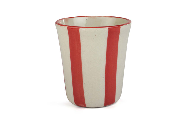 Ceramic Red Stripe Glass- 3 inches