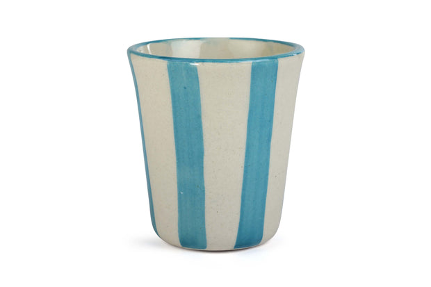 Ceramic Aqua Stripe Glass- 3 inches