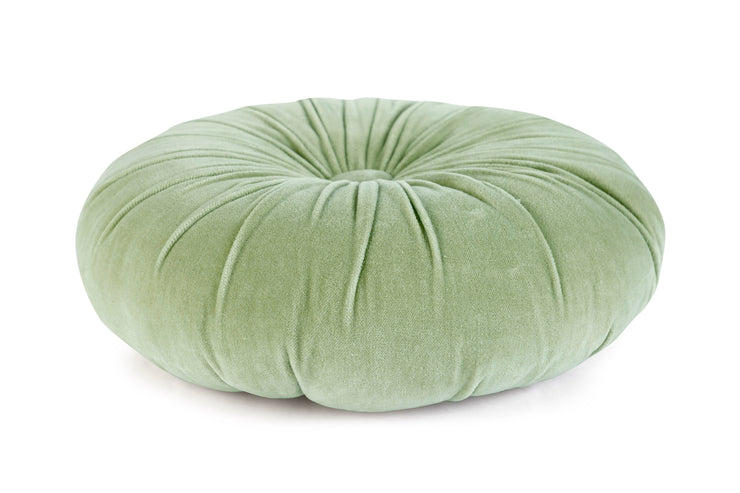 Mini Velvet Round Handmade Pillow, Pistachio - 11 Inch