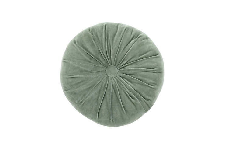 Mini Velvet Round Handmade Pillow - Sage Green - 11 Inch