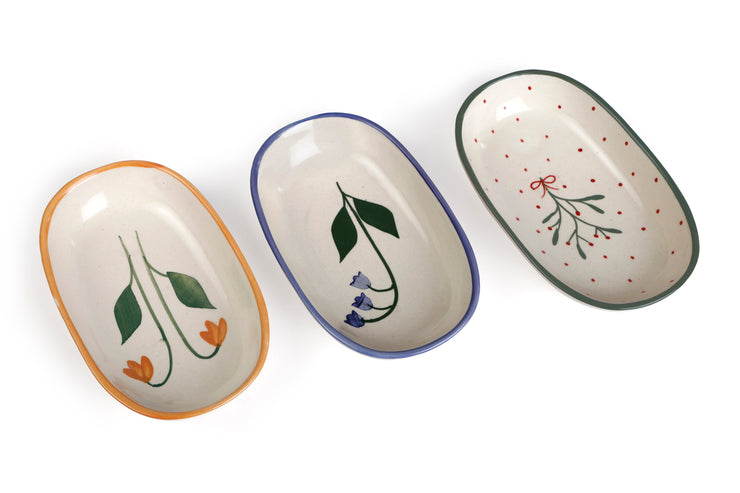 Handmade Ceramic Serving Bowl - Mist , 1.5 x 8 x 4 Inches