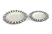 Ceramic Stripe Dinner Plate,  Olive Green - 10 x 10 x 1.25 Inches