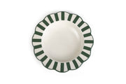 Ceramic stripe Salad Plate,  Olive green - 8.25 x 8.25 x 1.25 Inches